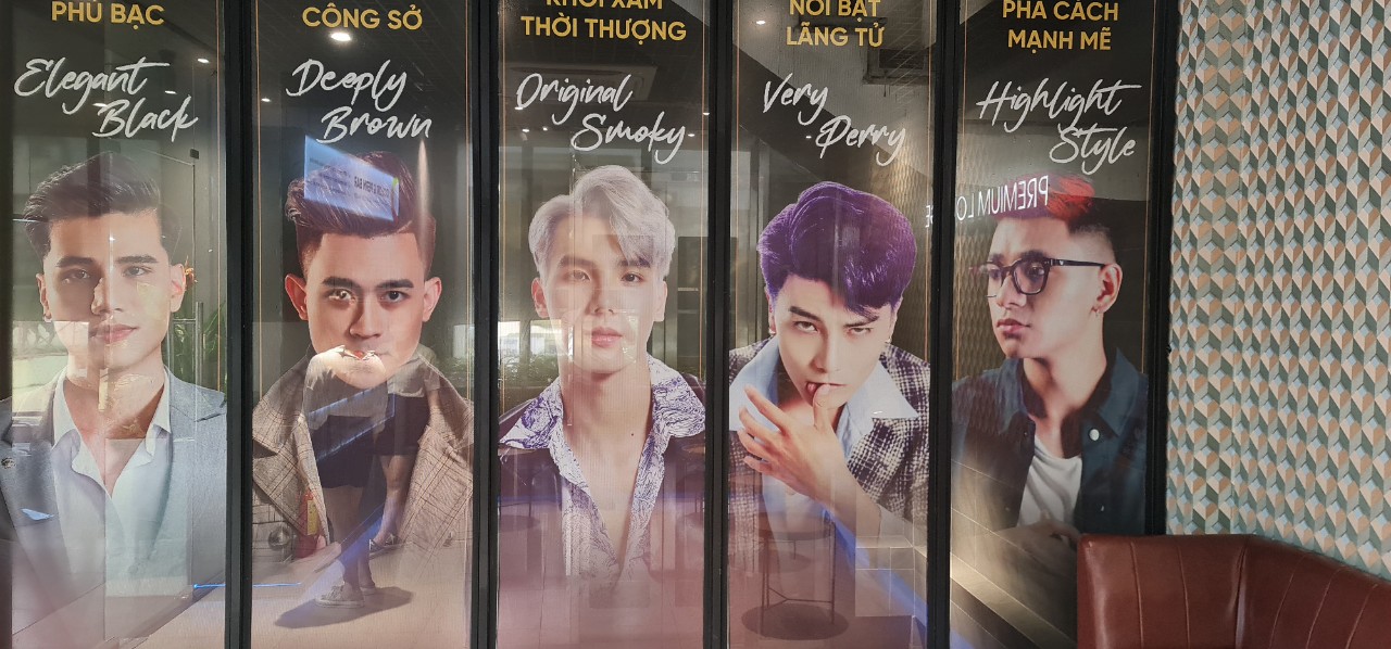 in Decal Lưới dán kính salon Tóc